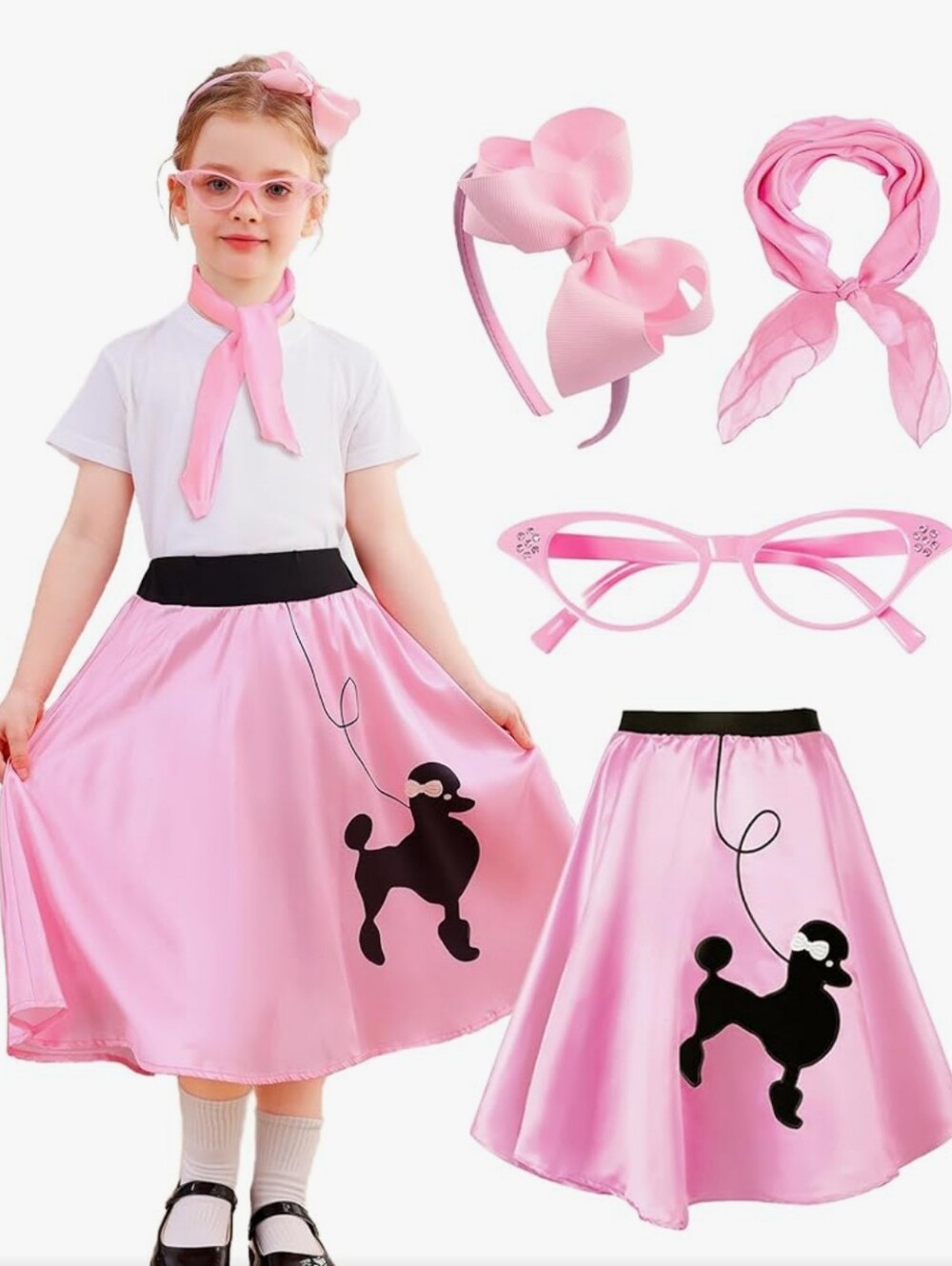 Girls Pink Poodle Costume Skirt Set with Accessories Size Small 4-6 Yr Olds
